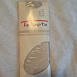 Talbots Knee High Light Lt Gray Grey Vintage Silky Sheer Sandalfoot 2 Pairs NEW